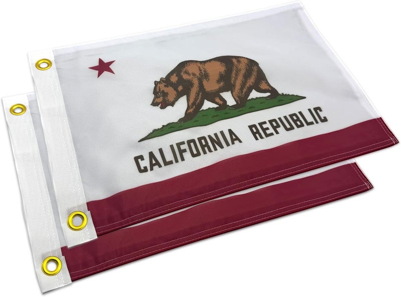 cezelux 2 Pack Offroad Flags, California Flag for Whip Lights or Antenna Flag Pole, 12x18 Inches Double Side 3-layer Fabric Printing Small California Flags for UTV, Attach to Whip Lights Dune Flag suitable for Jeep Off-Road RZR Polaris Truck Boat - Image 1
